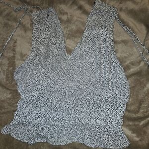 Black and White Sleeveless Blouse